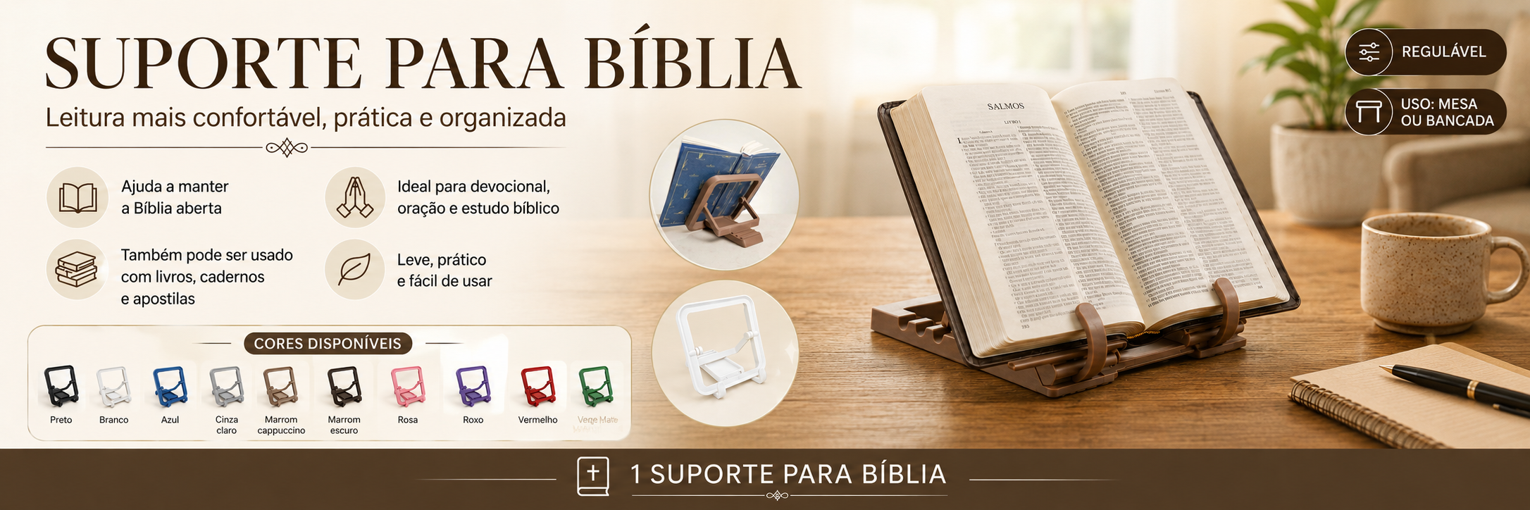 Suporte Para Bíblia Livro Leitura Mesa Regulável Devocional